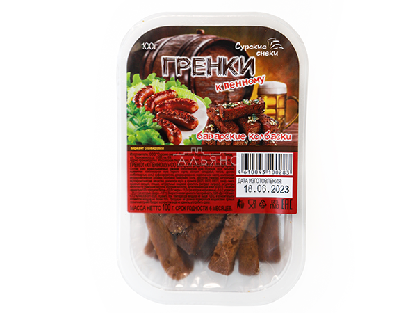 Сурские гренки Баварские колбаски (100 гр) в Томилино